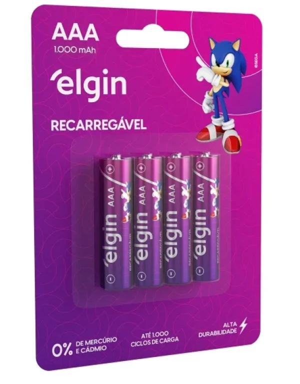 Pilha Recarregavel Elgin Aaa 1000Mah C/4 82171