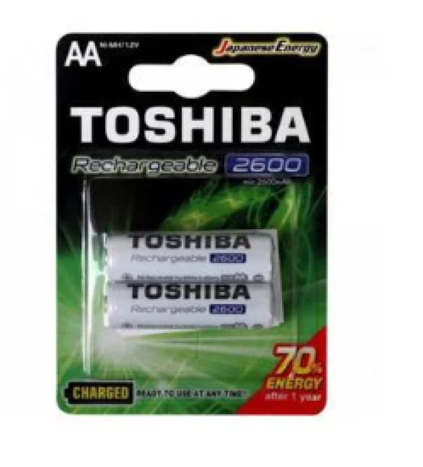 Pilha Recarreg�vel AA 1,2V 2600mAh TNH6GAE TOSHIBA (Cartela com 2 unid.)