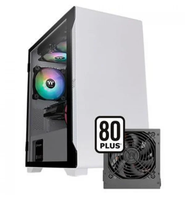 Gabinete Gamer Thermaltake S100TG, C/ Fonte 600W Mini Tower, Vidro Temperado, White, MATX, C/ 1 Fan, CA-3Q9-60S6WZ-00