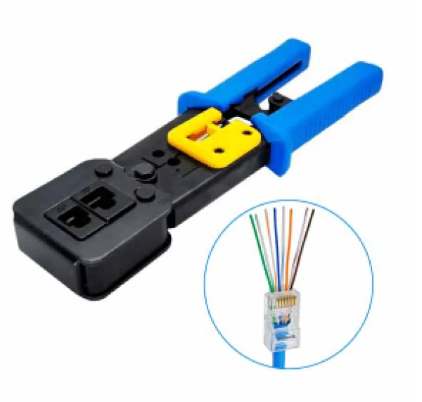 Alicate de Crimpar RJ45 e RJ12 6P e 8P para Conectores de Rede Convencional e Vazado - Tools