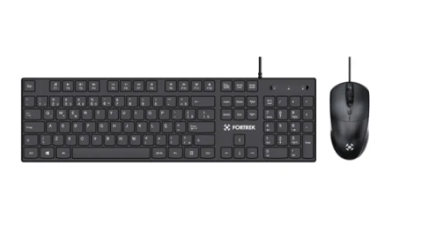 Kit Mouse e Teclado Fortrek C13 Office USB ABNT2 Preto