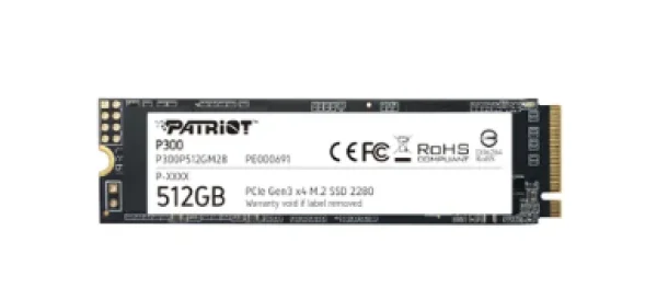 SSD Patriot P300, 512GB, M.2 2280 PCIE, Leitura at 1.700 MB/s, Gravao at 1.200 MB/s - P300P512GM28