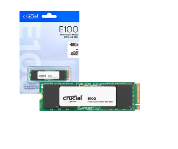 SSD 480GB M.2 Nvme PCie 4 4700mb/s Leit -2500mb/s Grav E100   CT480E100SSD8  Crucial