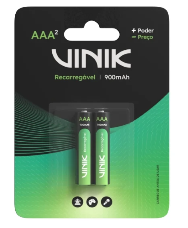 Pilha Recarreg�vel AAA C/2 - 900Mah 1.2V - Vinik  Vp3Ab2R
