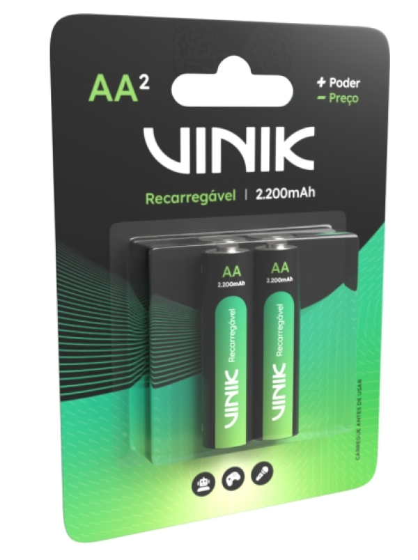 Pilha Recarreg�vel AA C/2 - 2200Mah 1.2V - Vinik Vp2Ab2R