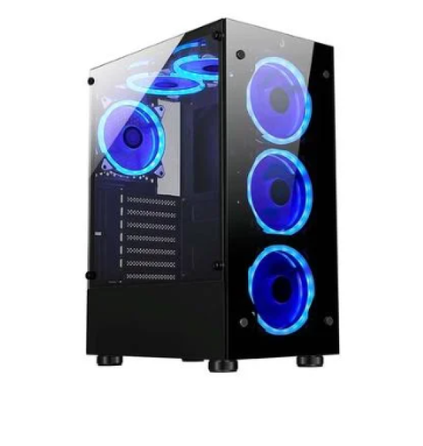 Gabinete Gamer Rise Mode Glass 06X, Mid Tower, ATX, Lateral em Vidro Fum� e Frontal em Vidro Temperado, Preto - RM-CA-06X-FB