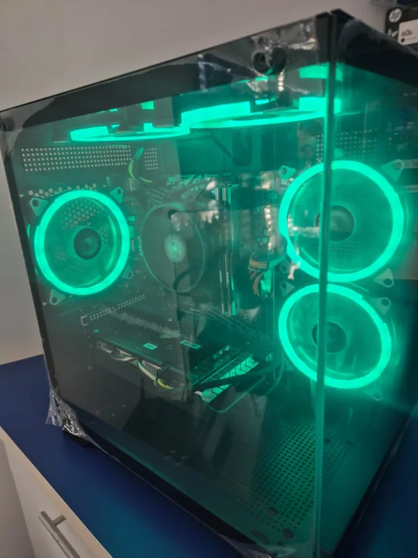Computador Gamer Ryzen 5 5500 3.6ghz, Memória de 16GB DDR4, SSD Nvme 1Tb Crucial, Fonte 500W Real 80 Plus, Placa De Video Rx 570 8GB, Gabinete Aquário, Kit 6Coolers RGB