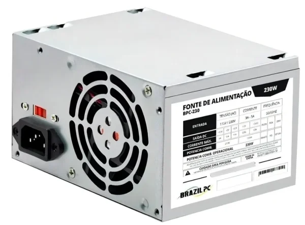 Fonte De Alimentação Brazilpc, 230w, Real, Atx, 24 Pinos, Bpc-230v1.2