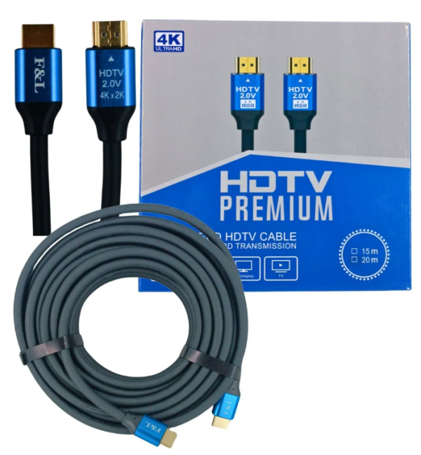Cabo Hdmi 15 Metros 4k 2.0 Com Conector 24k Gold Blindado