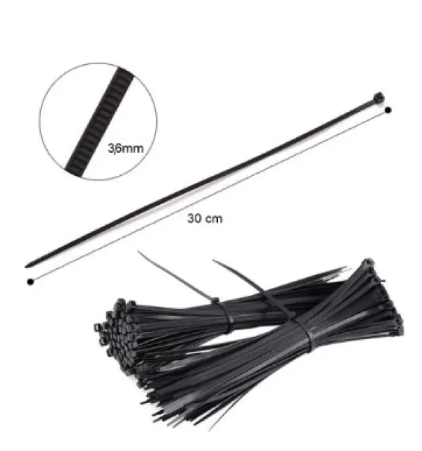 Abraadeira Nylon Preta Gbals 3,6 X 300mm 100 unidades Cor Preto