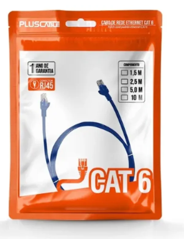 Cabo de Rede Patch Cord CAT.6 Plus Cable,1.5m, Azul - PC-ETH6U15BL