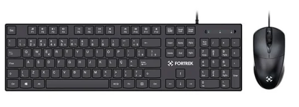 Kit Teclado e Mouse Fortrek C13, 1200 DPI, ABNT2, USB, Preto, 84936