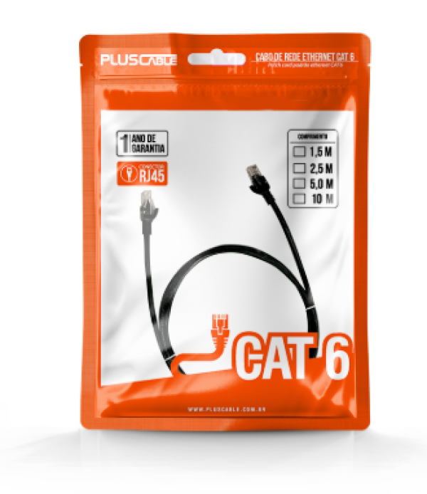 Patch Cord Cat6 1.5m Preto PlusCable