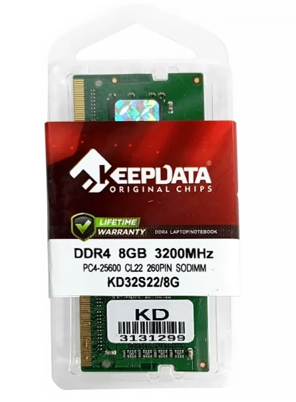 Memoria RAM Keepdata, 8GB DDR4, 3200MHZ, cl 19, Kd32s22/8g, Para Notebook