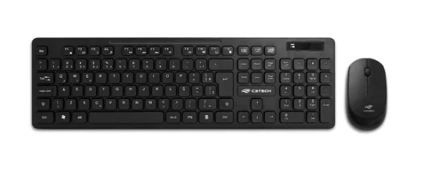 Kit Teclado + Mouse Sem Fio C3Tech, ABNT2, 1000DPI, Preto - K-W20BK