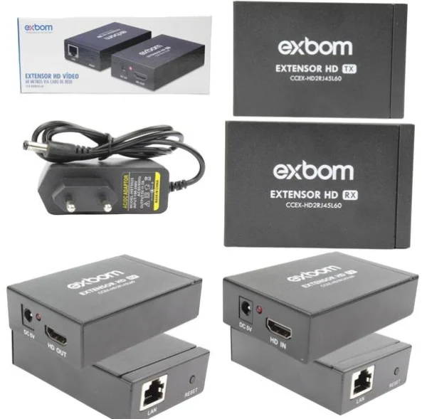Extensor Hdmi Cat5 Cat6 Hdmi Bivolt 60 Metros De Alcance 1080P CCEX-HD2RJ45L60 EXBOM