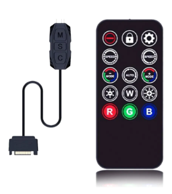 Controladora Fan Argb Cooler Com Controle Aura 3 Pin Sata