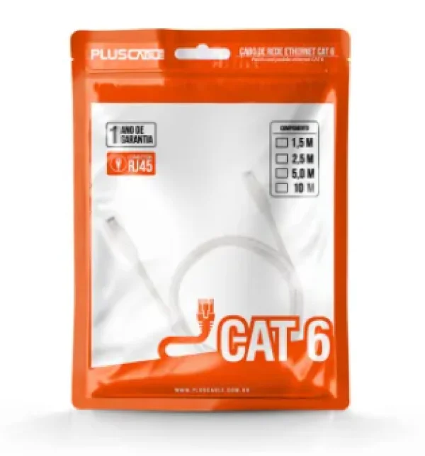 Patch Cord Cat6 2.5m Branco PlusCable
