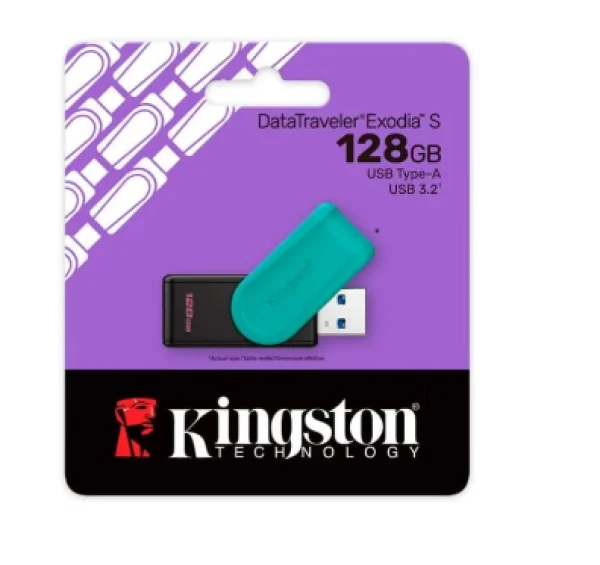 Pen Drive Kingston DataTraveler Exodia S, 128GB, USB 3.2, Gen 1, Turquesa - DTXS/128GB