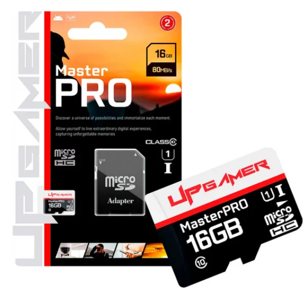 Cart�o De Mem�ria Up Gamer Master Pro 16gb, Microsdhc, Classe10, Uhs-i Speed Class, U1, V10, C/ Adaptador Sd - Cmt/16gbsdhc