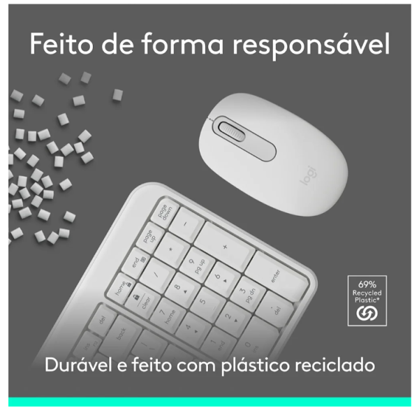 Kit Teclado e Mouse Sem Fio Logitech MK250 Compacto, Mouse Ambidestro, Bluetooth, ABNT2, Compat�vel PC e Mac, Branco - 920-013517