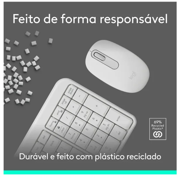 Kit Teclado e Mouse Sem Fio Logitech MK250 Compacto, Mouse Ambidestro, Bluetooth, ABNT2, Compat�vel PC e Mac, Branco - 920-013517