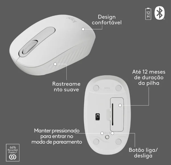 Kit Teclado e Mouse Sem Fio Logitech MK250 Compacto, Mouse Ambidestro, Bluetooth, ABNT2, Compat�vel PC e Mac, Branco - 920-013517