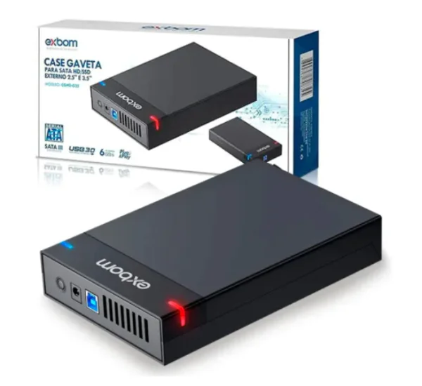 Case para HD 3.5 Polegadas USB 3.0 Sata HD Externo Exbom - CGHD-G35