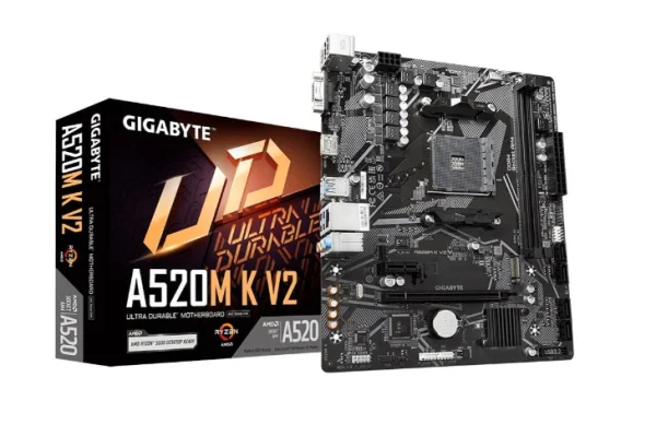 Placa-M�e Gigabyte A520M K V2 Rev. 1.0, AMD, Micro ATX, DDR4, Preto - A520M K V2
