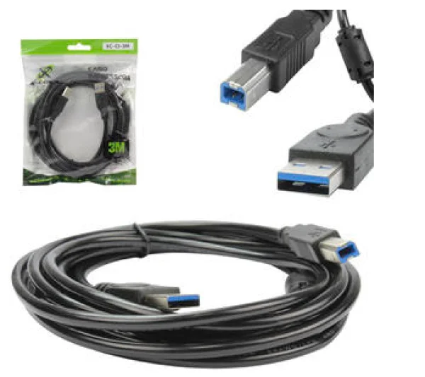 Cabo USB Para Impressora 2.0 3 Metros Com Filtro X-CELL XC-CI-3M