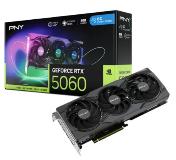 Gpu Pny RTX 5060 8GB ARGB Epic-x RGB Oc Triple-fan, Gddr7, 128-bits, 3x Dp / 1x HDMI - VCG50608TFXXPB1-O