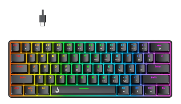 Teclado Mec�nico Gamer Rise Mode GM1 Black, RGB, Switch Outemu Red - RM-TCM-GM1-BRED