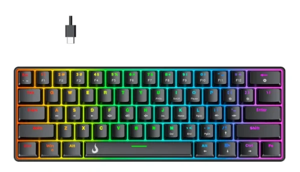 Teclado Mec�nico Gamer Rise Mode GM1 Black, RGB, Switch Outemu Red - RM-TCM-GM1-BRED