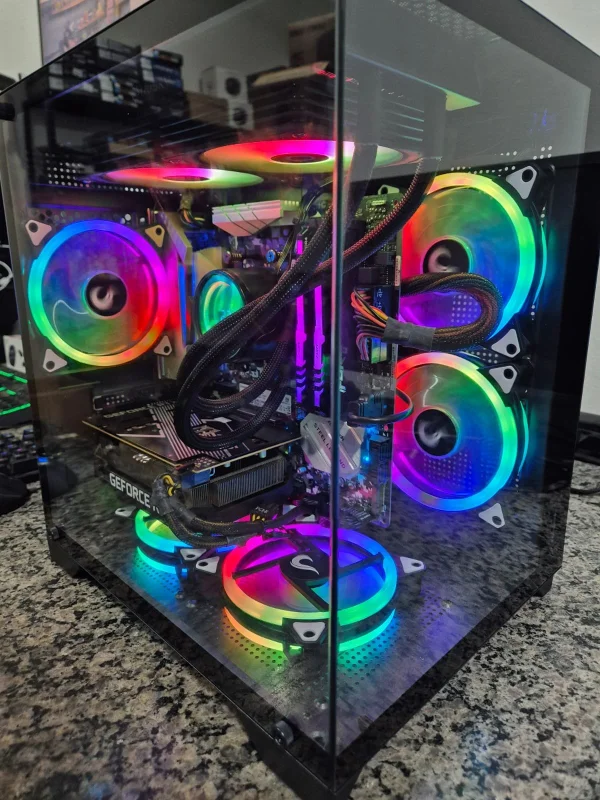 Computador Usado Ryzen 7 7500x 3.4ghz, Placa M�e Asrock B450M Steel Legend, 16GB DDR4 3200Mhz RGB, Nvme 1TB, RTX 3050 8GB, Fonte 500W Real, Water cooler RGB e Fans RGB