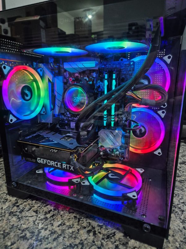 Computador Usado Ryzen 7 7500x 3.4ghz, Placa M�e Asrock B450M Steel Legend, 16GB DDR4 3200Mhz RGB, Nvme 1TB, RTX 3050 8GB, Fonte 500W Real, Water cooler RGB e Fans RGB