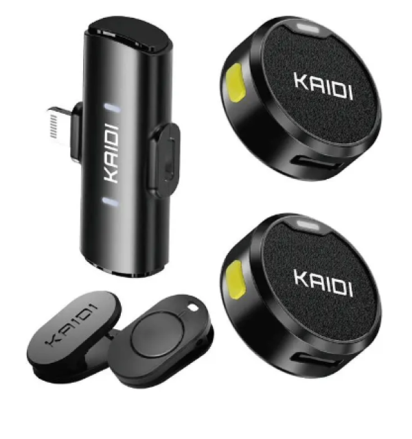 Microfone Sem Fio Lapela KAIDI KMF4-A Im� Duplo Anti Ru�do para Iphone 11 12 13 14