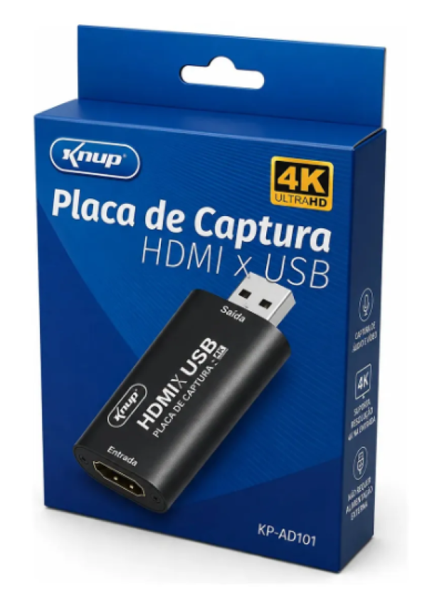 Placa de Captura Externa HDMI para USB Knup 4K KP-AD101