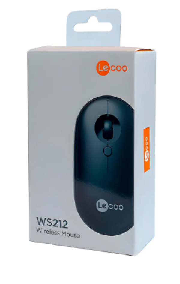 Mouse �ptico Sem Fio, Lenovo Lecoo, Ws212, 1.600 Dpi, 4 Bot�es, Preto