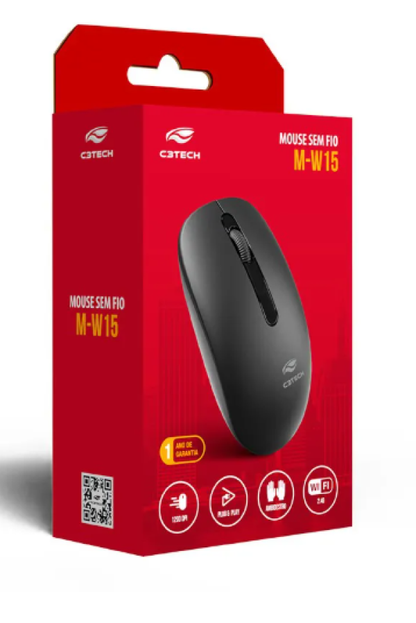 Mouse Wireless 1200 Dpi Preto M-w15 C3 Tech