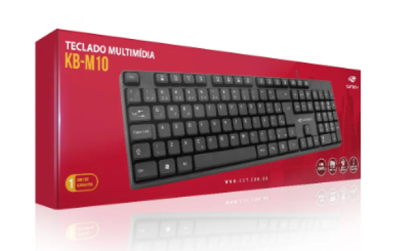 Teclado C3tech Usb 1,20m Abnt2 Multim�dia Preto - Kb-m10bk