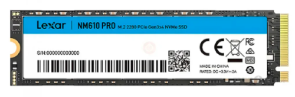 SSD Lexar Nm610 Pro 500gb, M.2 2280, PCie Gen3 X4, Nvme 1.4, Leitura At� 3300 Mb/s - Lnmn610p500g-rnnn