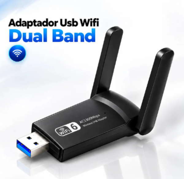 Adaptador Wifi Usb Dual Band Com 2 Antenas 1300mbps Usb 3.0 Chip Realtek Rtl8812bu 2.4ghz 5ghz