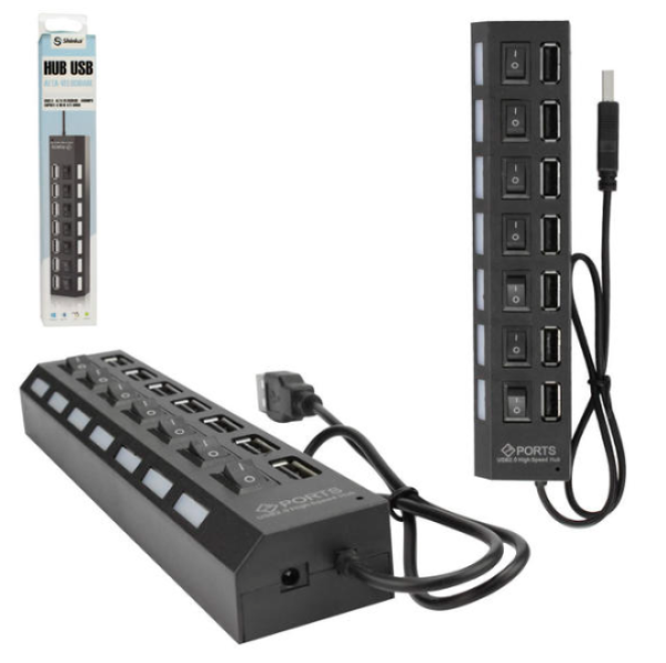 Hub USB 2.0 Com 7 Portas Liga E Desliga  SHINKA HUB-7P
