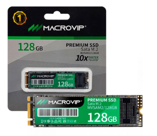 SSD Macrovip 128GB, M.2 2280, Sata 3 (6gb/s), Leitura 560mb/s, Grava��o 425mb/s - Mvsam2/128gb