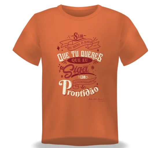 CAMISETA LARANJA FRASE