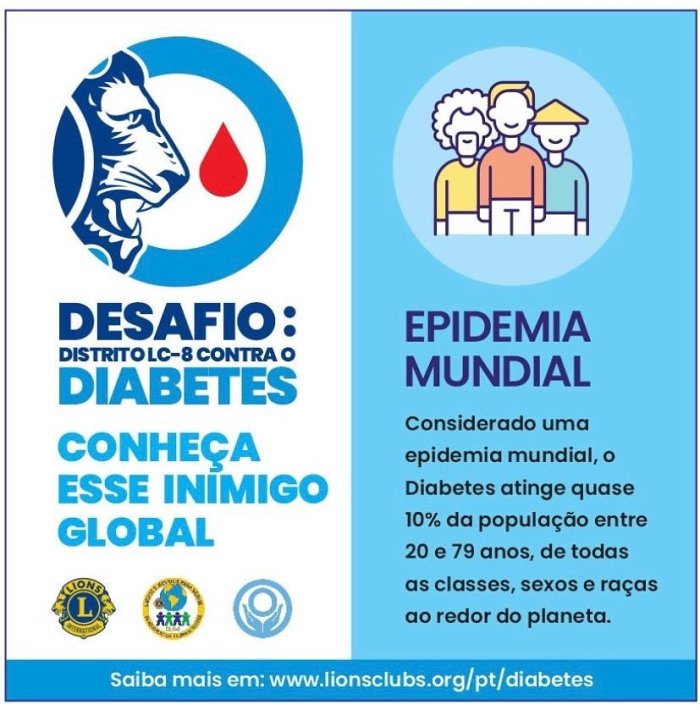 Desafio: Distrito LC-8 contra o Diabetes - Epidemia Mundial.