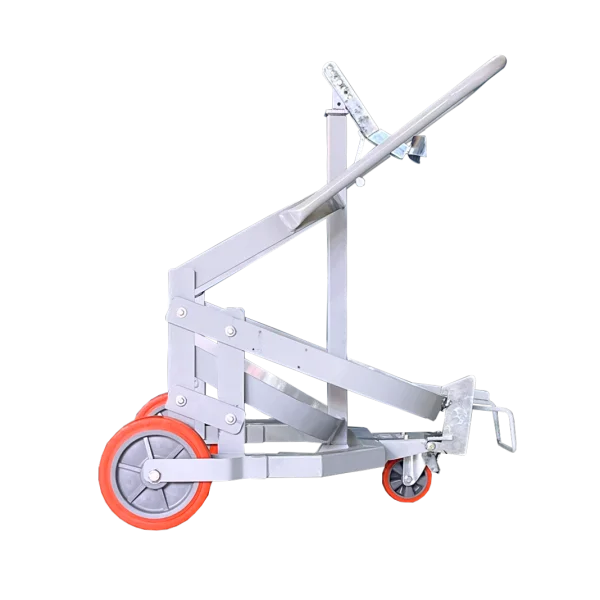 Vista lateral do carrinho TI-02 para bombona com tampa roscada da INCA