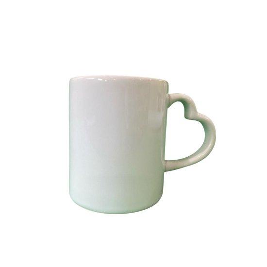 Caneca de porcelana com al�a de cora��o branca 325 ml marca Sublime