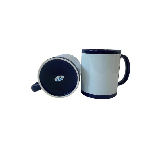 Caneca de cer�mica Azul Escuro com Tarja Branca 325 ML Live