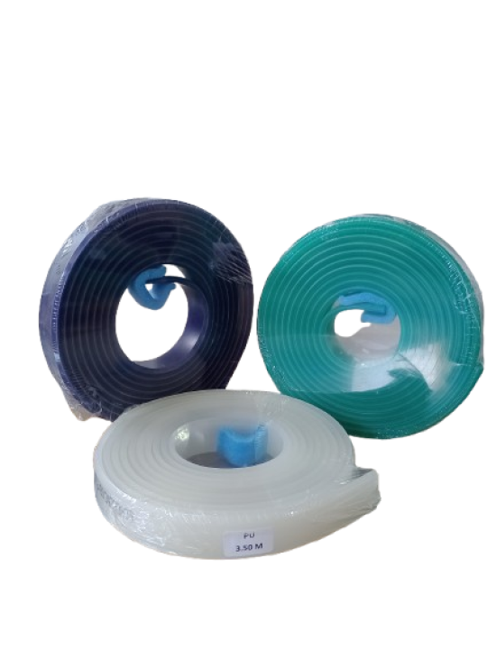 Tira de Poliuretano (P.U) 85 Shor Chanfrada Azul p/ caneta Sefar